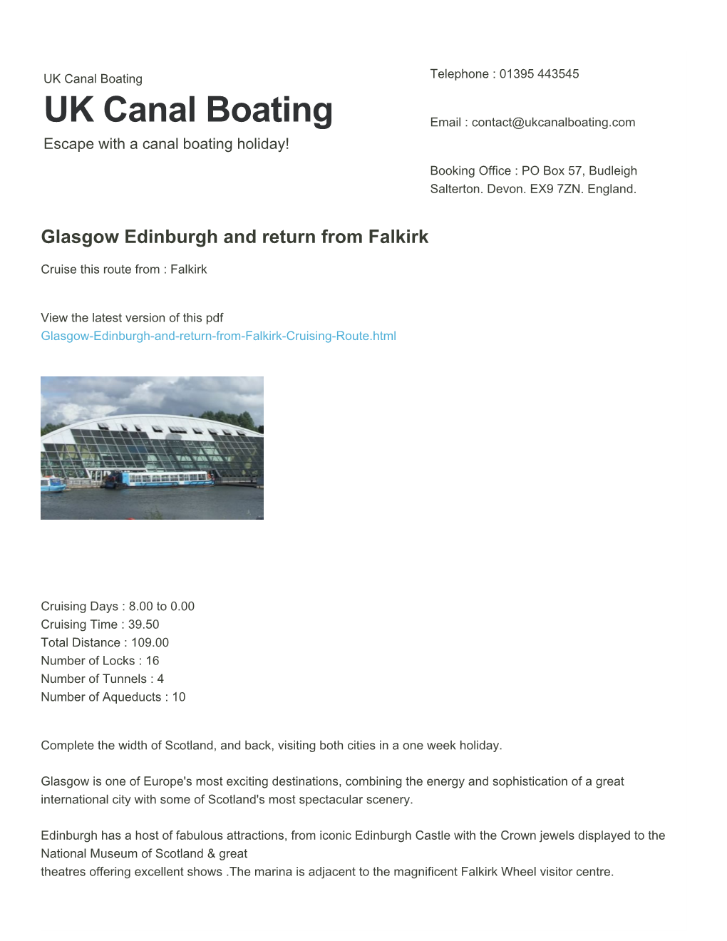 Glasgow Edinburgh and Return from Falkirk | UK Canal Boating