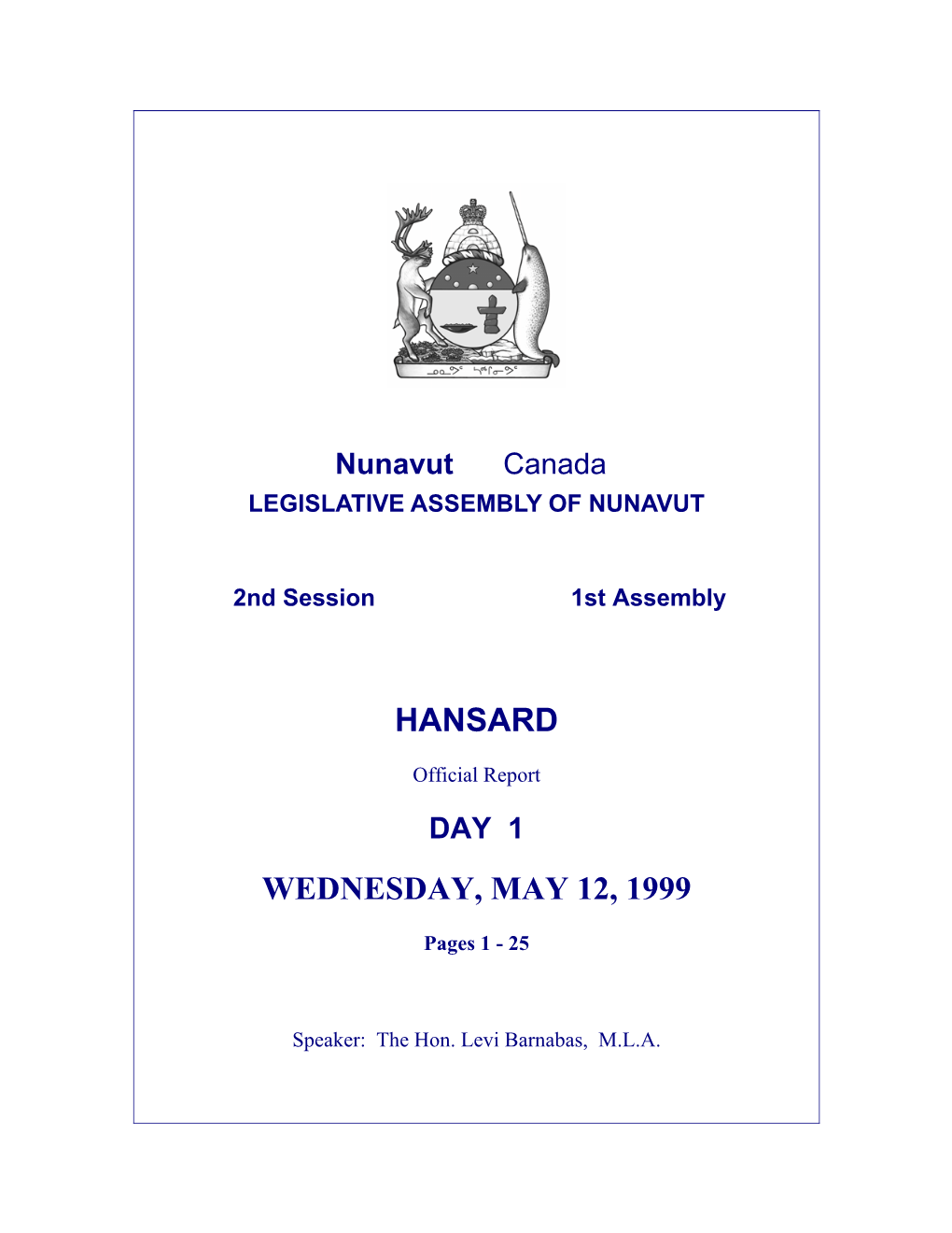 Hansard Wednesday, May 12, 1999