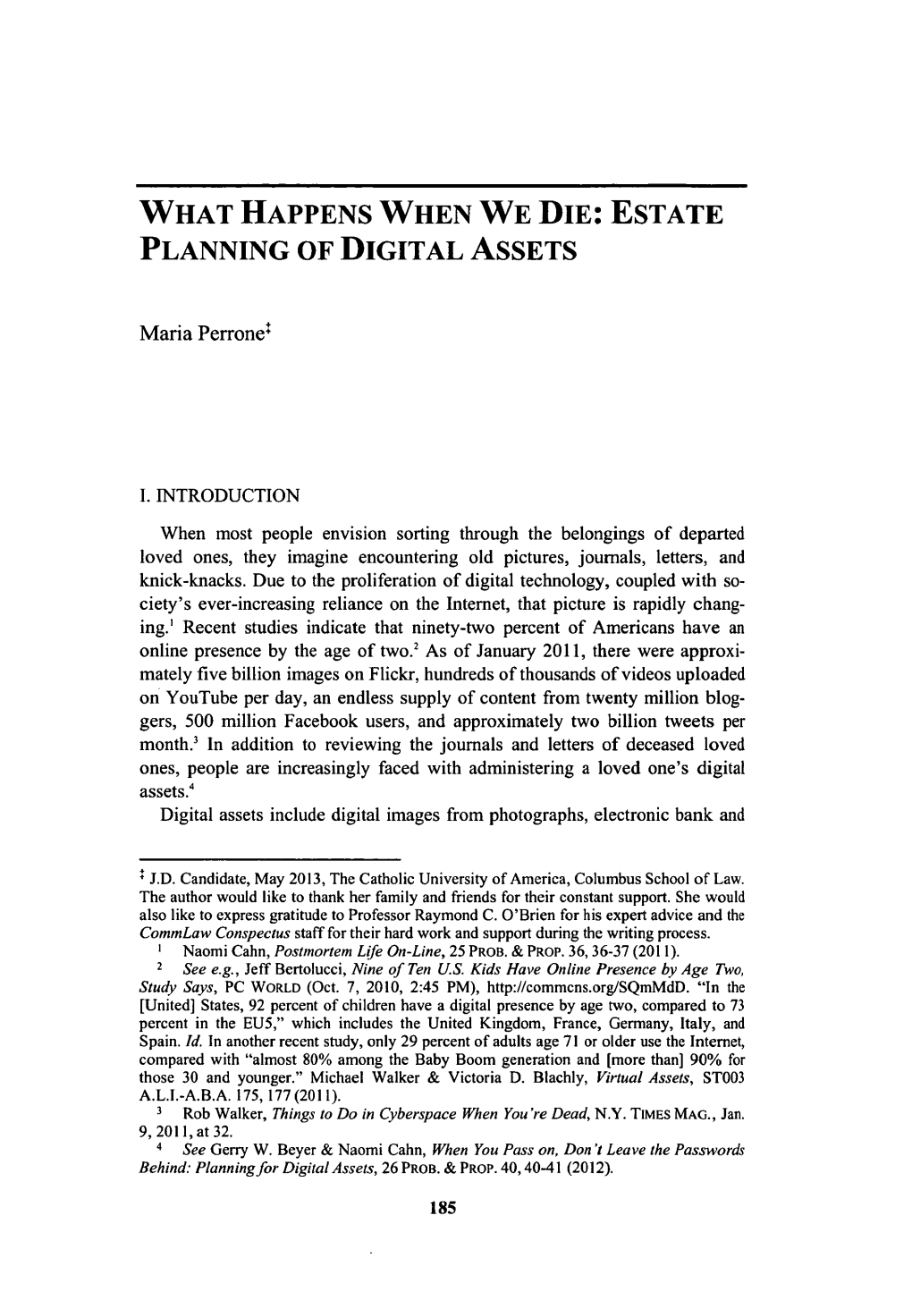 What Happens When We Die: Estate Planning of Digital Assets