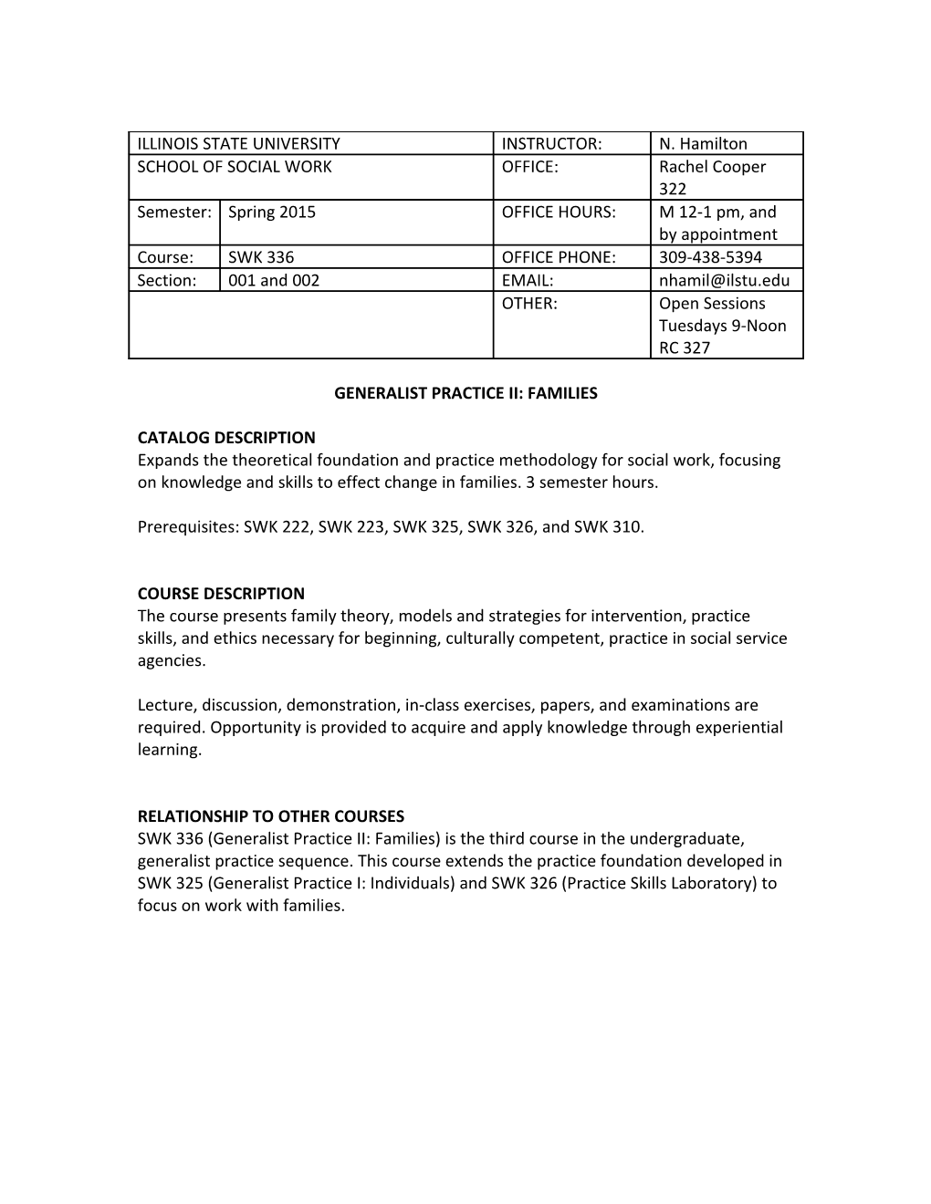 Generalist Practice Ii: Families