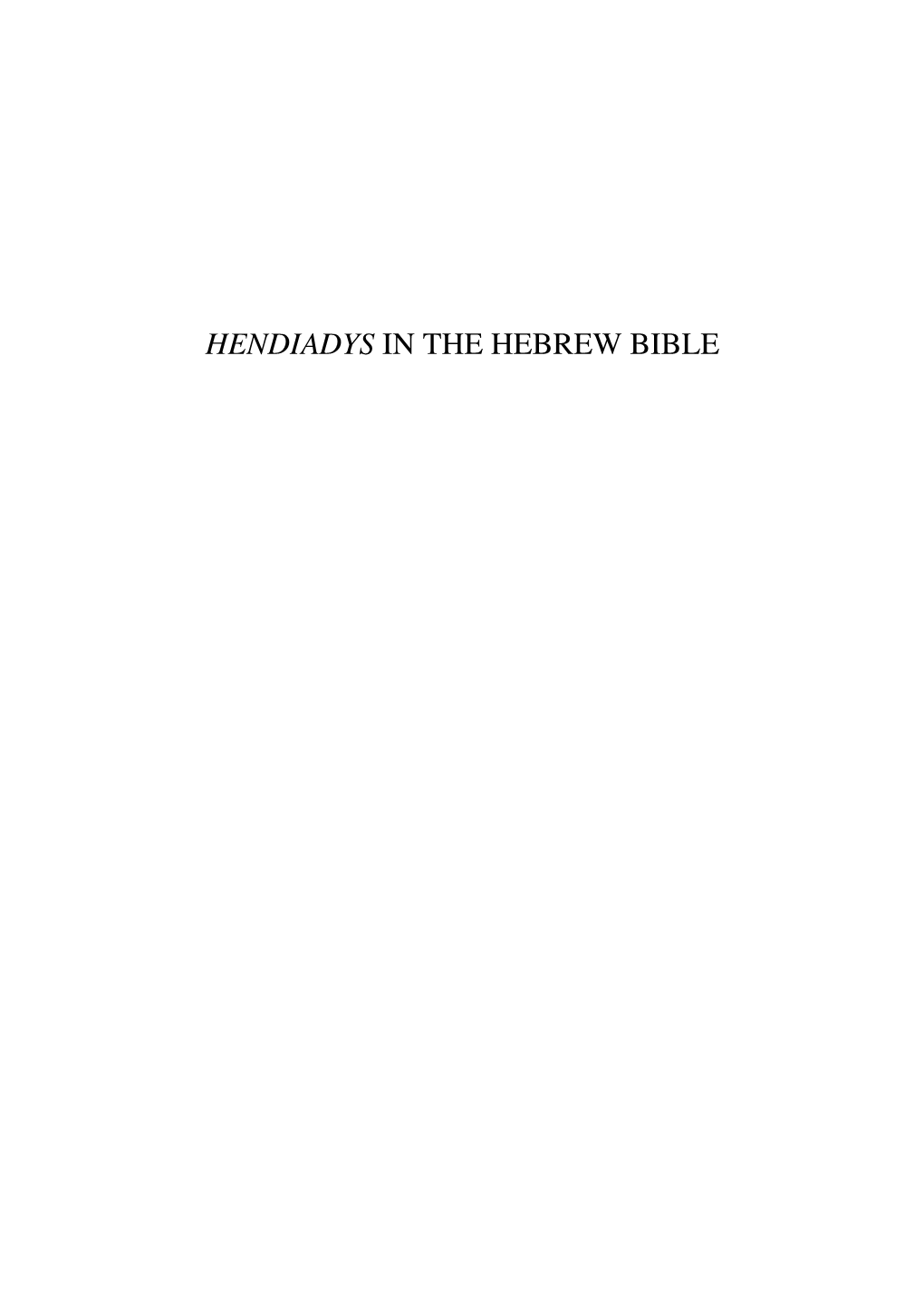 Hendiadys in the Hebrew Bible