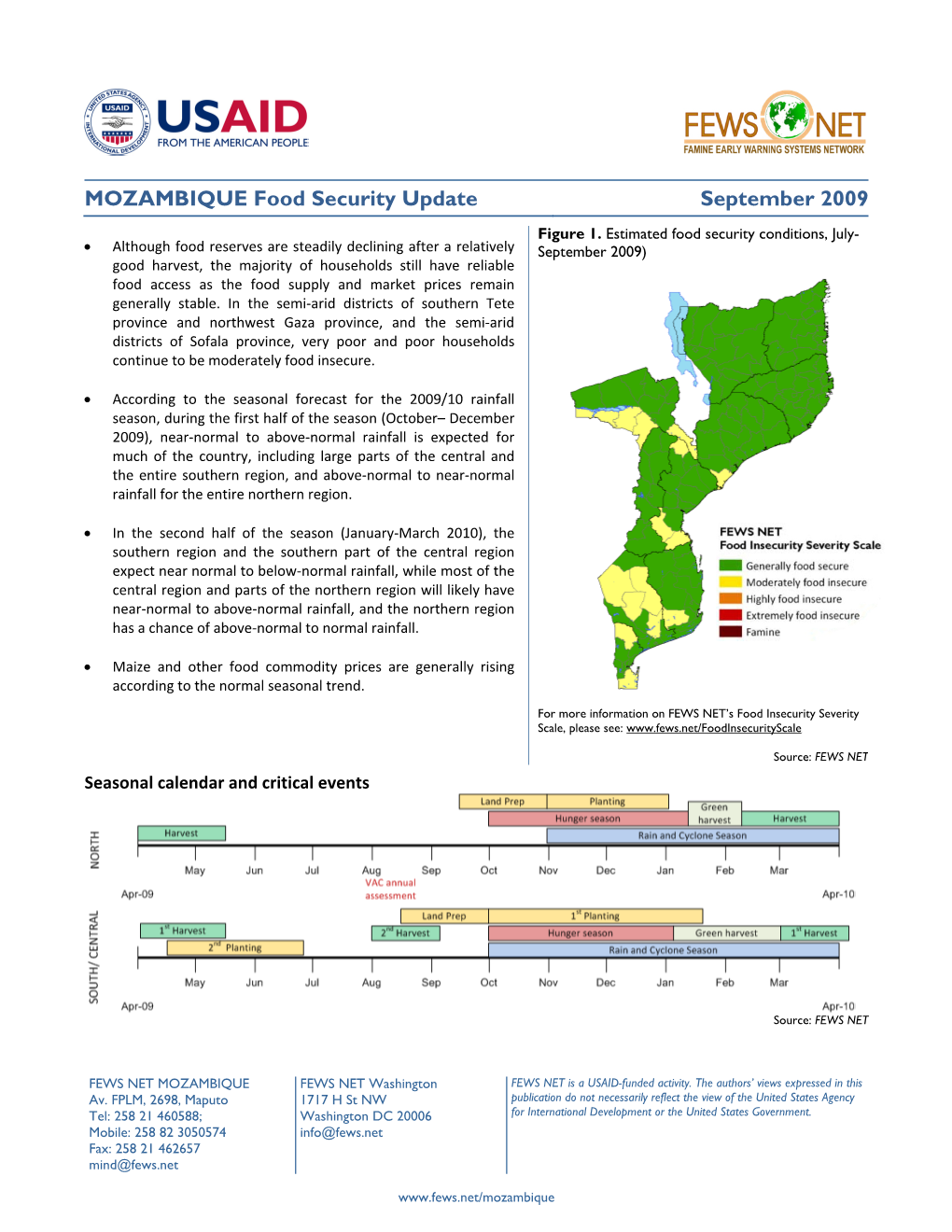 MOZAMBIQUE Food Security Update September 2009