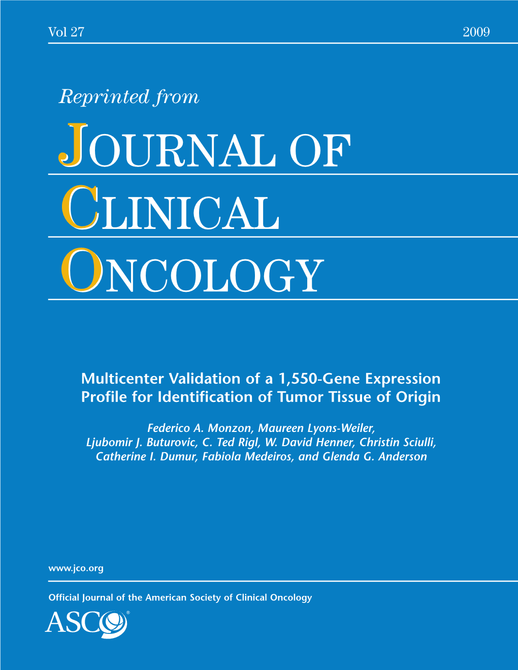 OURNAL of CLINICAL ONCOLOGY Vol
