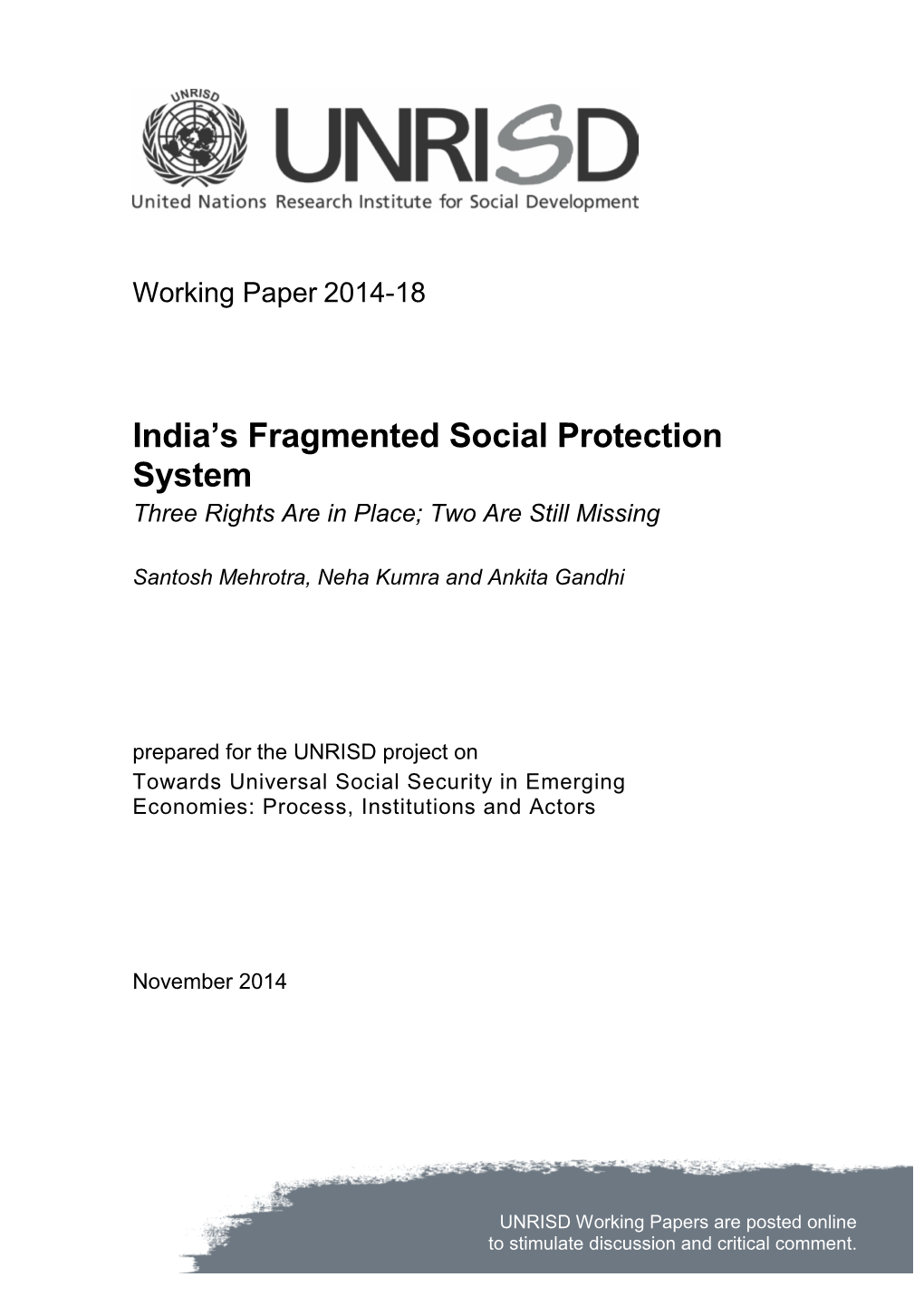 India's Fragmented Social Protection System