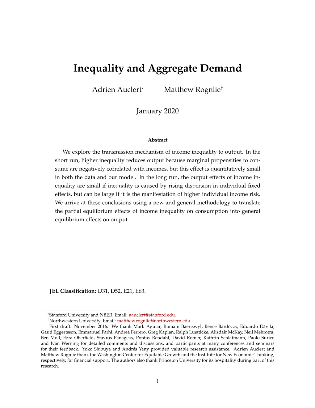 Inequality and Aggregate Demand