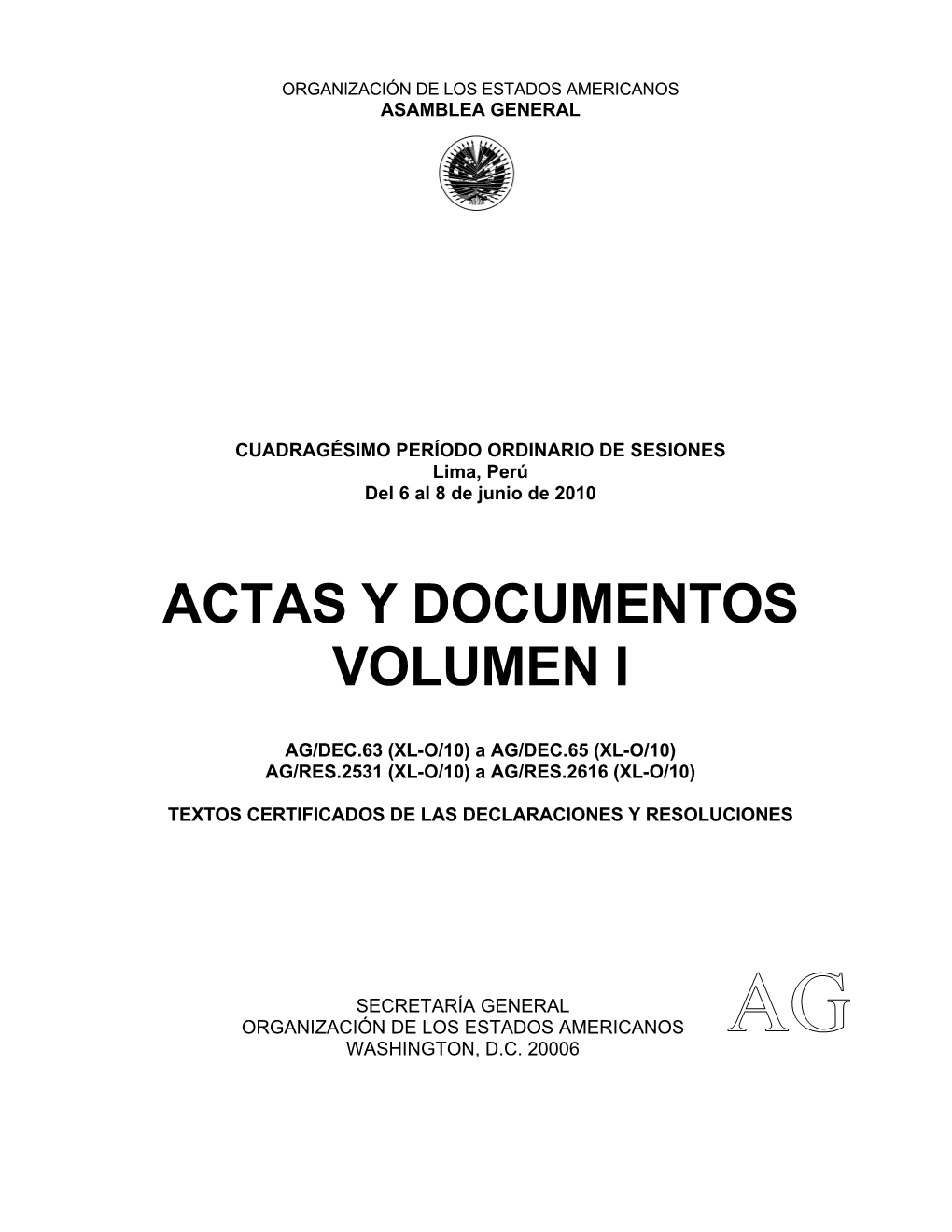 OEA :: Secretaría De Asuntos Jurídicos (SAJ) :: Resoluciones AG