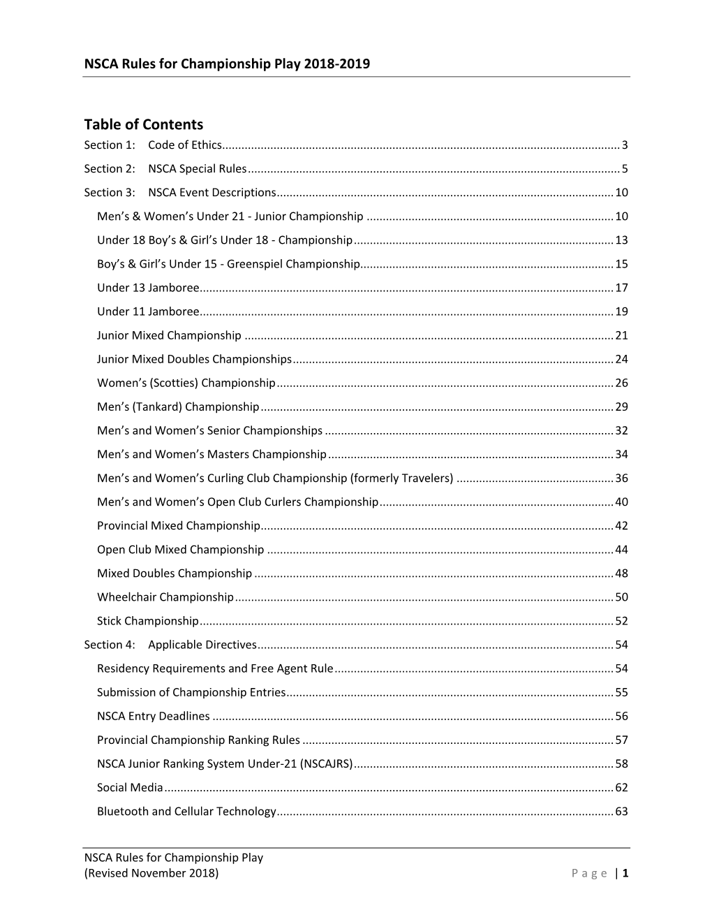 Table of Contents Section 1: Code of Ethics