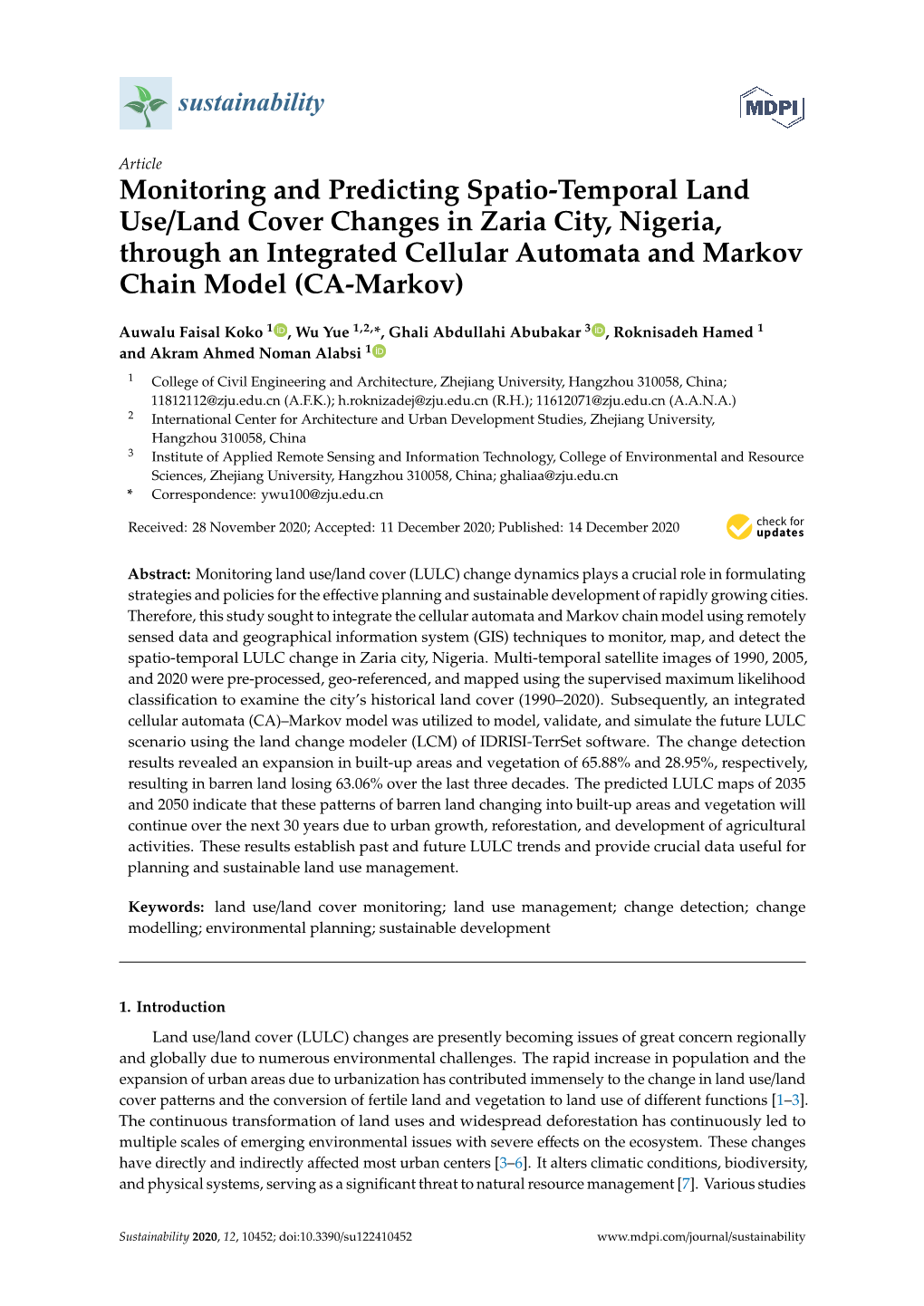 Monitoring and Predicting Spatio-Temporal Land Use/Land