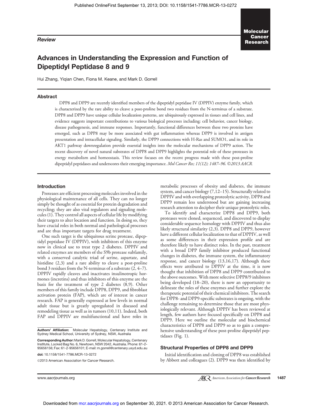 Advances in Understanding the Expression and Function of Dipeptidyl Peptidase 8 and 9