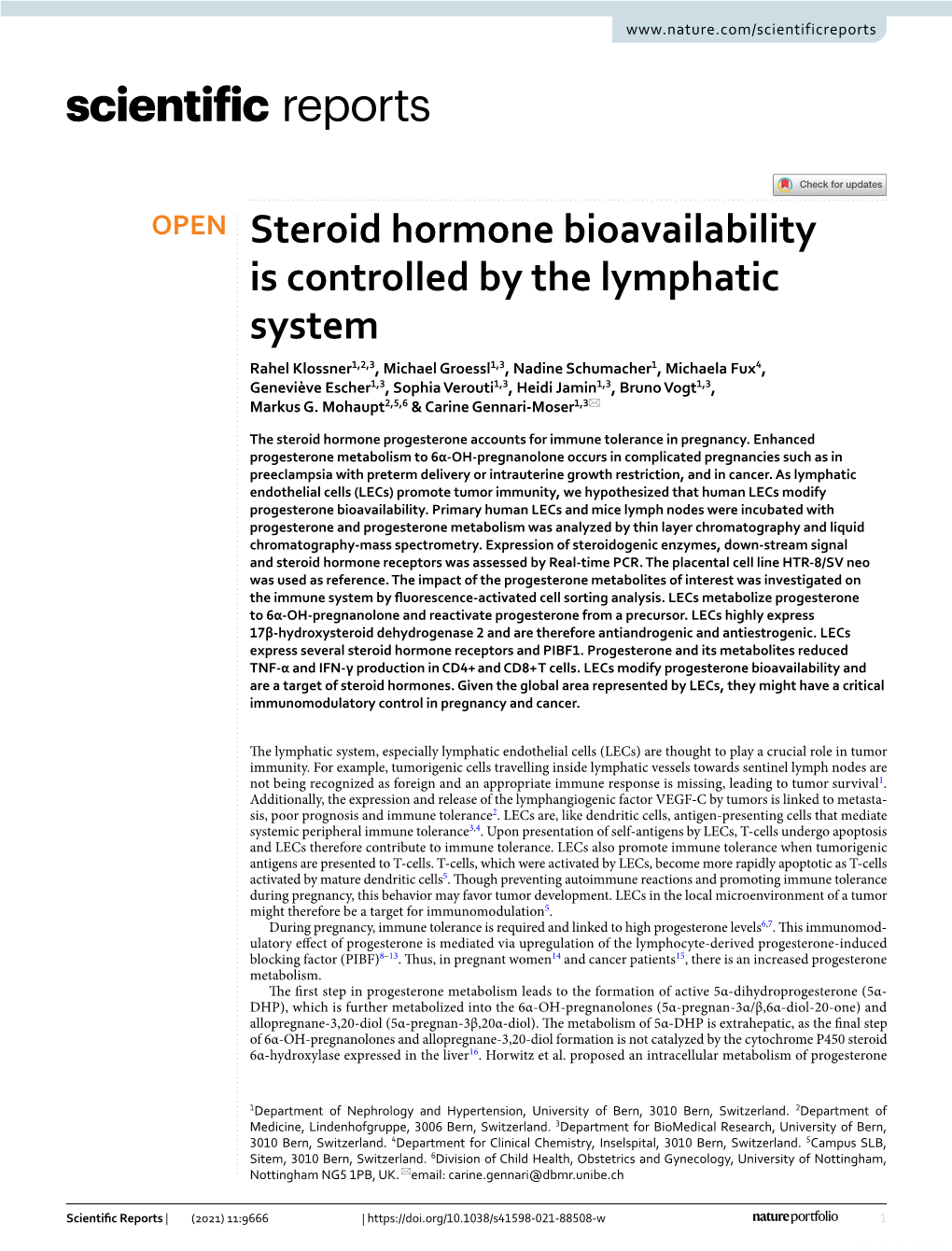 Steroid Hormone Bioavailability Is Controlled by the Lymphatic System