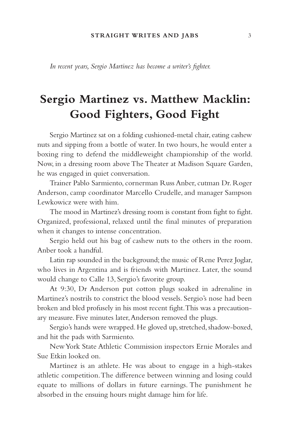 Sergio Martinez Vs. Matthew Macklin: Good Fighters, Good Fight