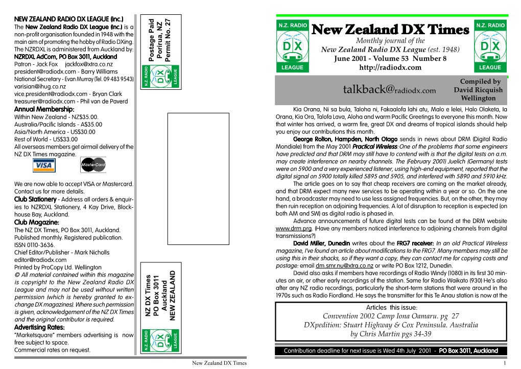 New Zealand DX Times Main Aim of Promoting the Hobby of Radio Dxing