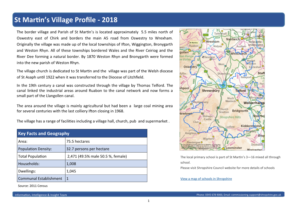 St Martin's Village Profile