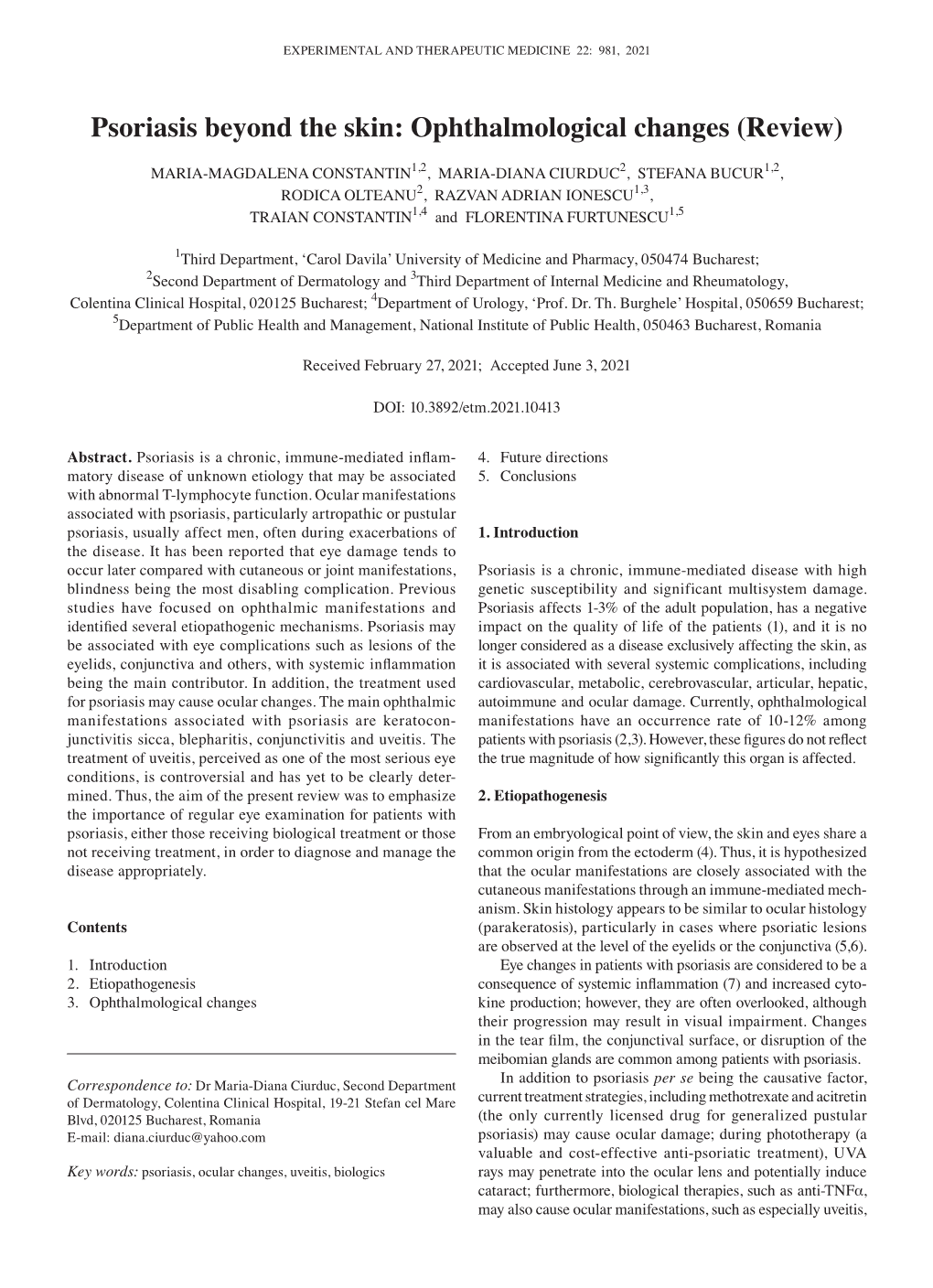 Psoriasis Beyond the Skin: Ophthalmological Changes (Review)