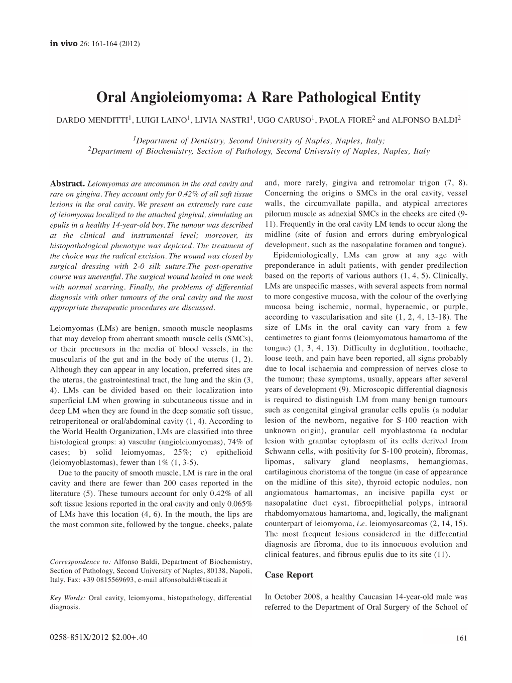 Oral Angioleiomyoma: a Rare Pathological Entity