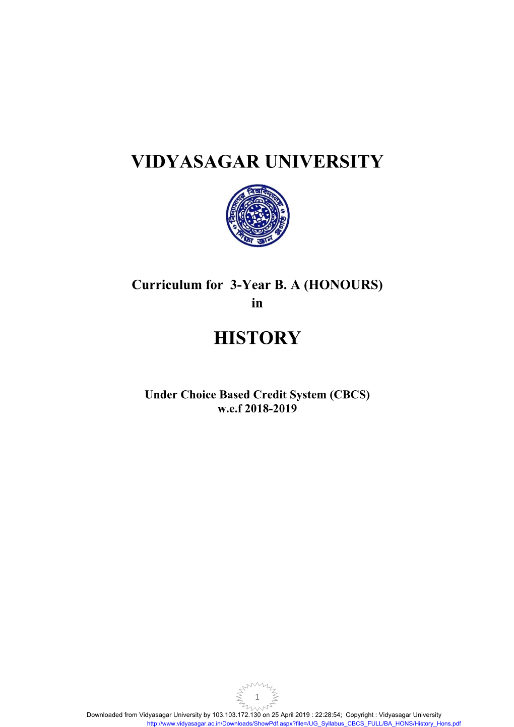 Vidyasagar University History