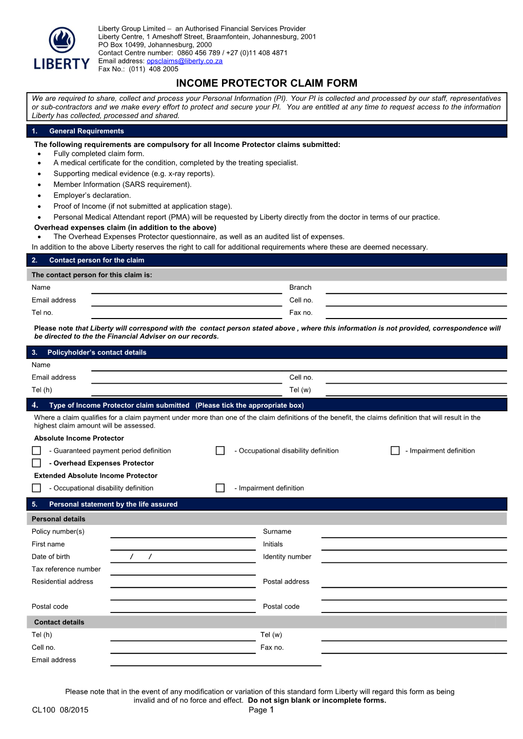 Application for Advance Payment