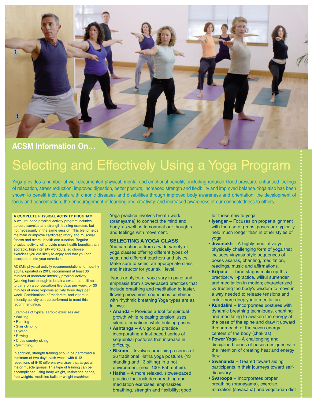 Selecting and Effectively Using a Yoga Program