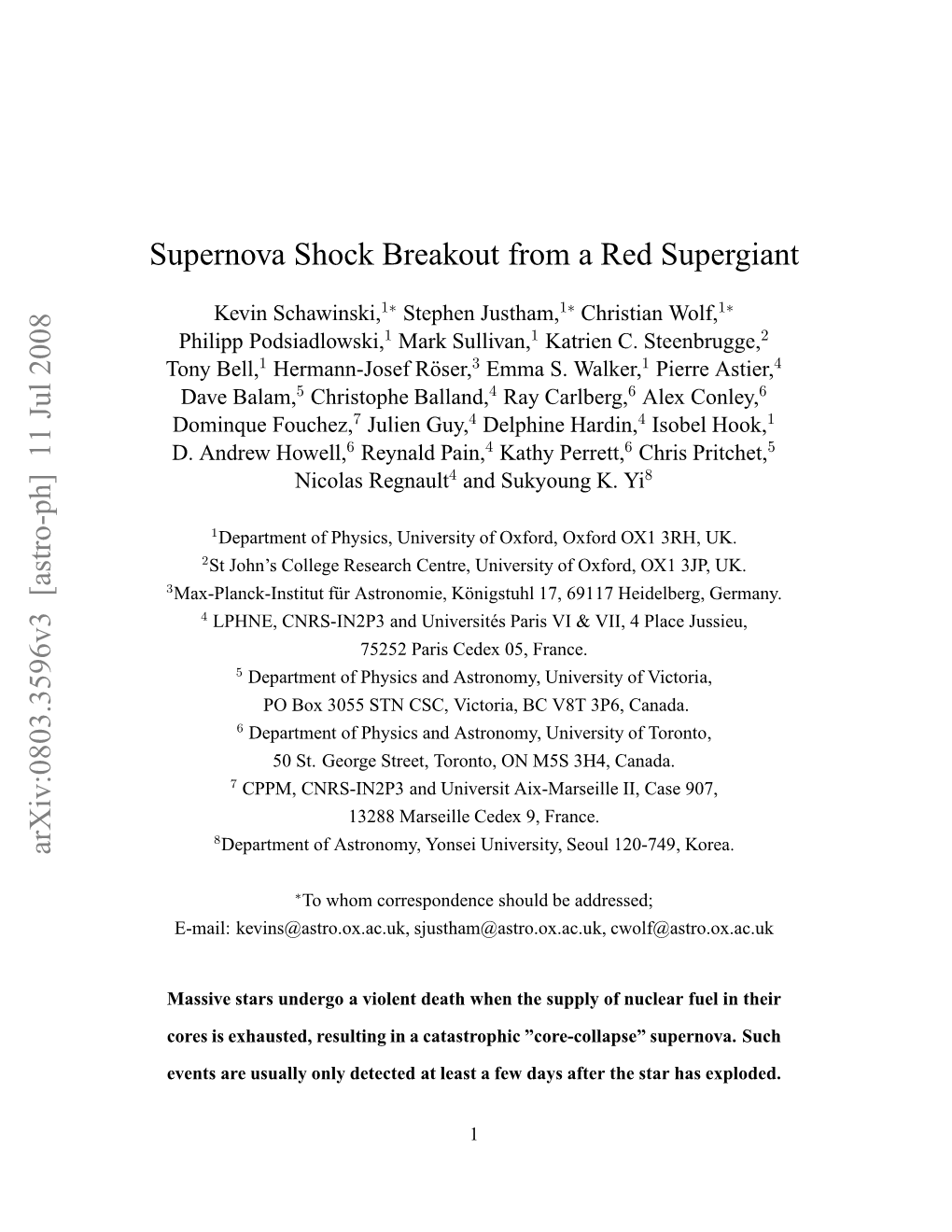 Supernova Shock Breakout from a Red Supergiant