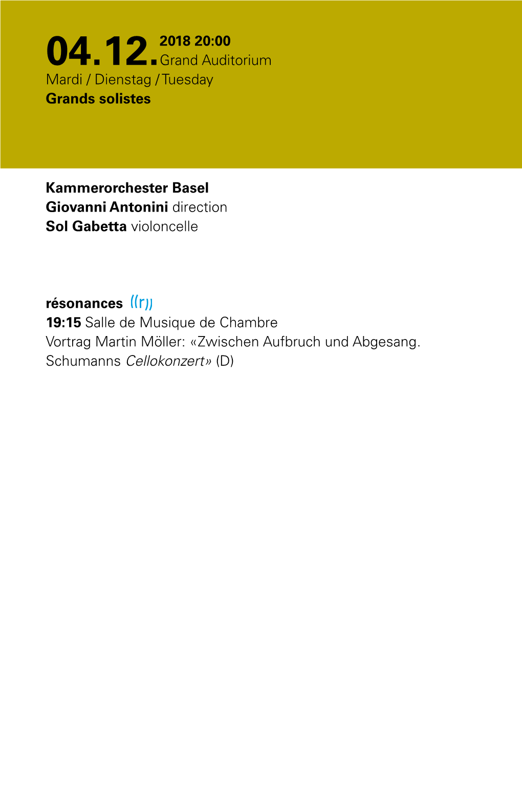 Kammerorchester Basel Giovanni Antonini Direction Sol Gabetta Violoncelle