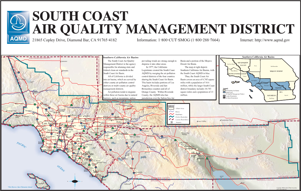 21865 Copley Drive, Diamond Bar, CA 91765−4182 Information: 1−800−CUT−SMOG (1−800−288−7664) Internet