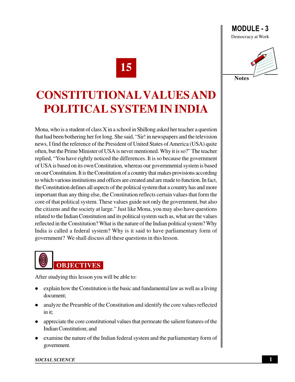 15 Constitutional Values and Political System in India