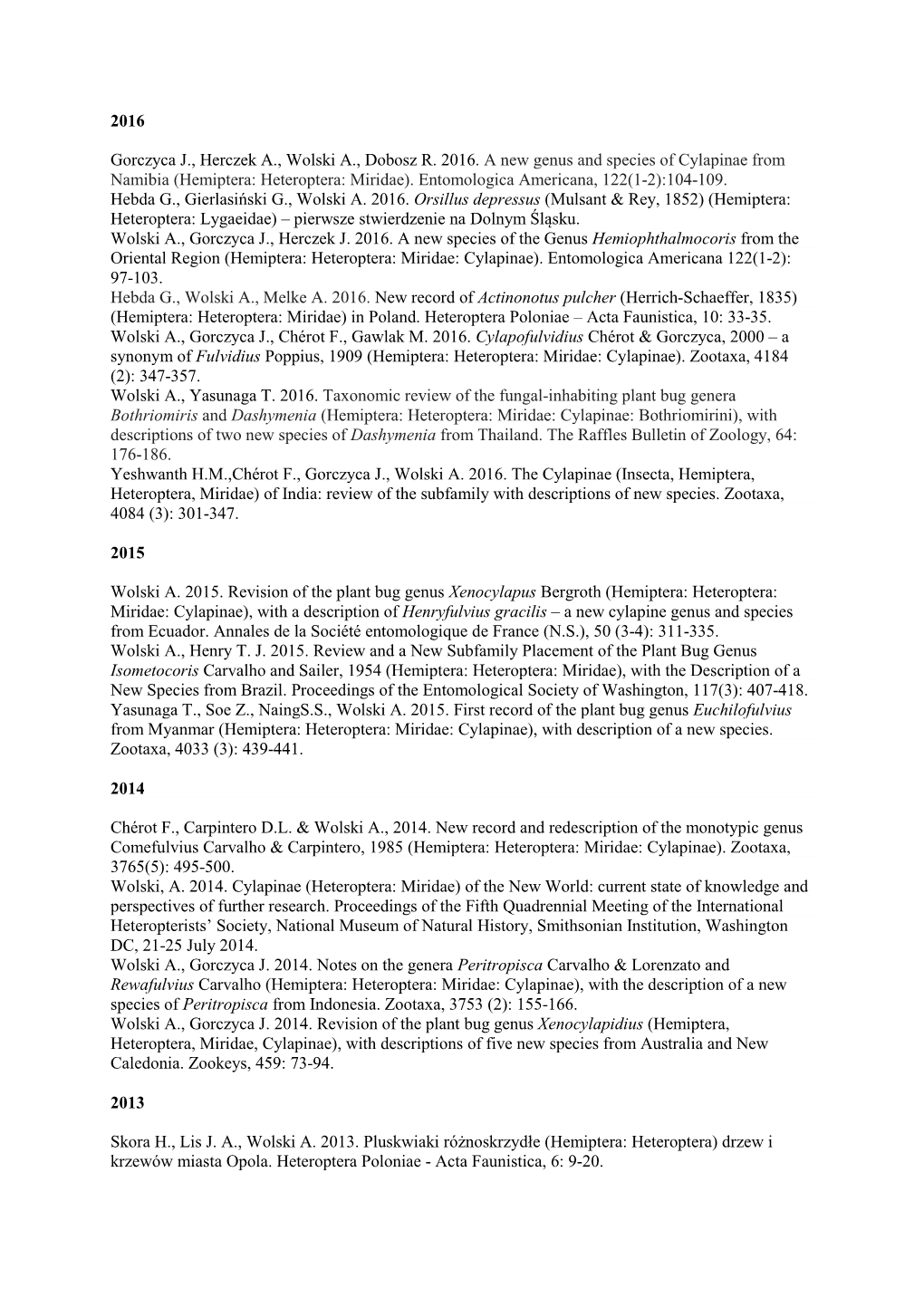 List of Publications