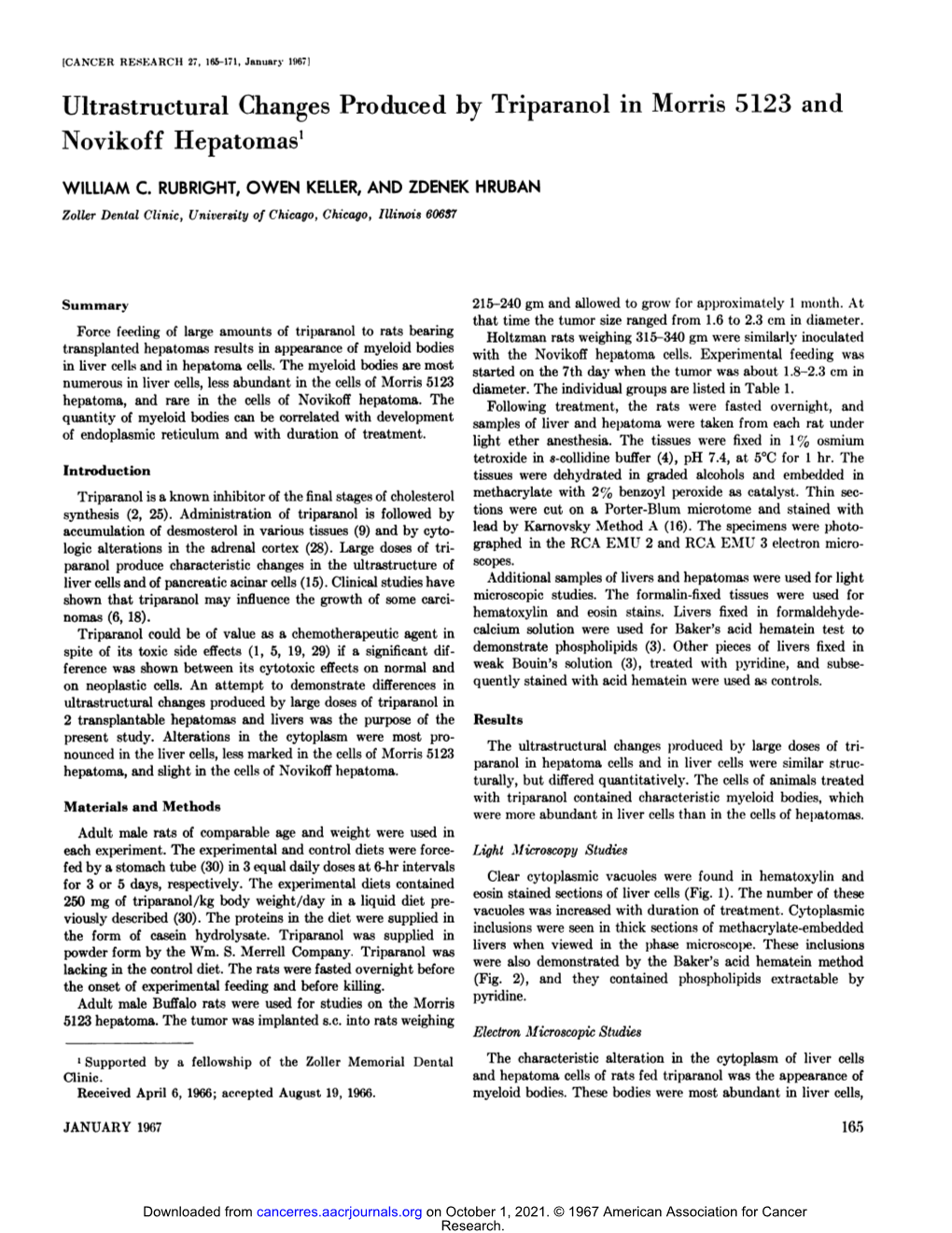 Ultrastructural Changes Produced by Triparanol in Morris 5123 and Novikoff Hepatomas1