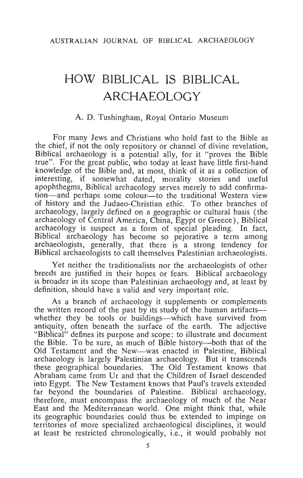 How Biblical Is Biblical Archaeology