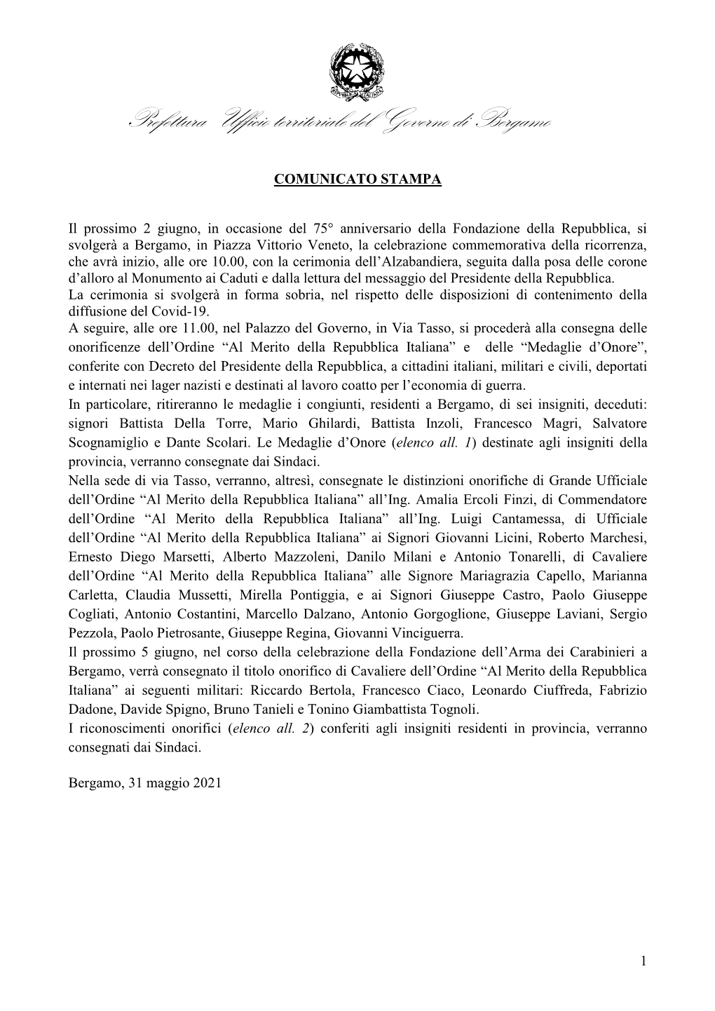 Prefettura -Ufficio Territoriale Del Governo Di Bergamo