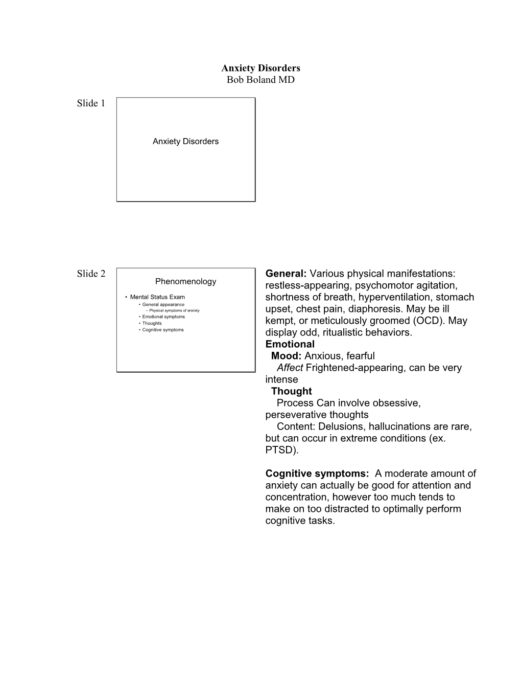 Anxiety Disorders Bob Boland MD Slide 1