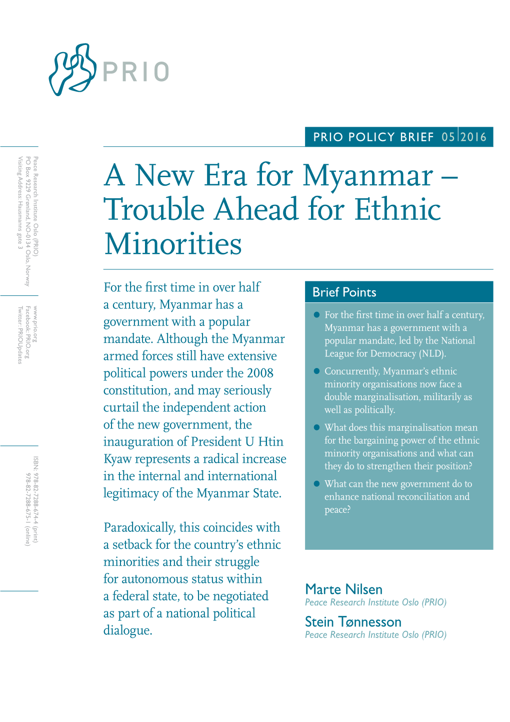 A New Era for Myanmar – Trouble Ahead for Ethnic Minorities