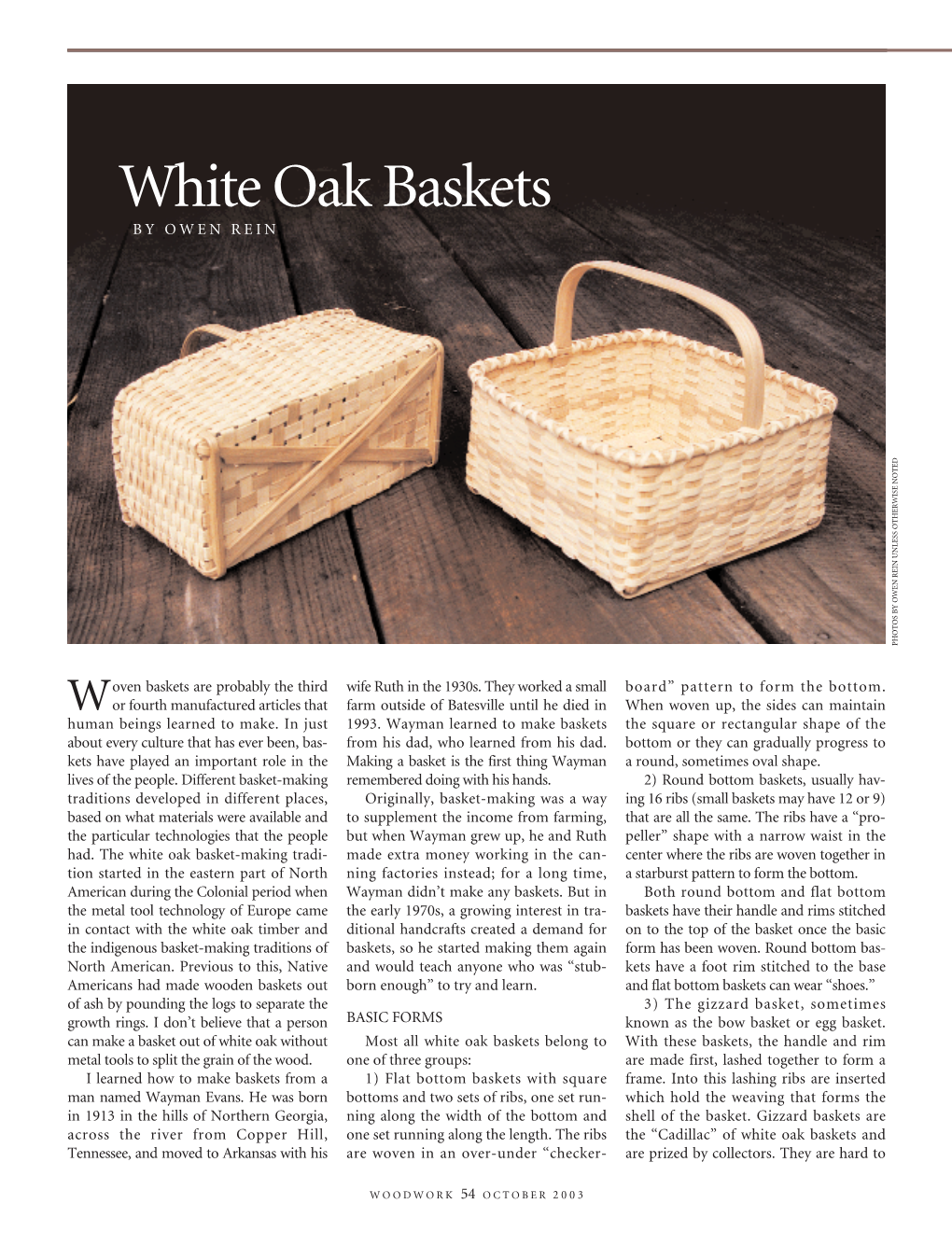 White Oak Baskets by OWEN REIN PHOTOS by OWEN REIN UNLESS OTHERWISE NOTED
