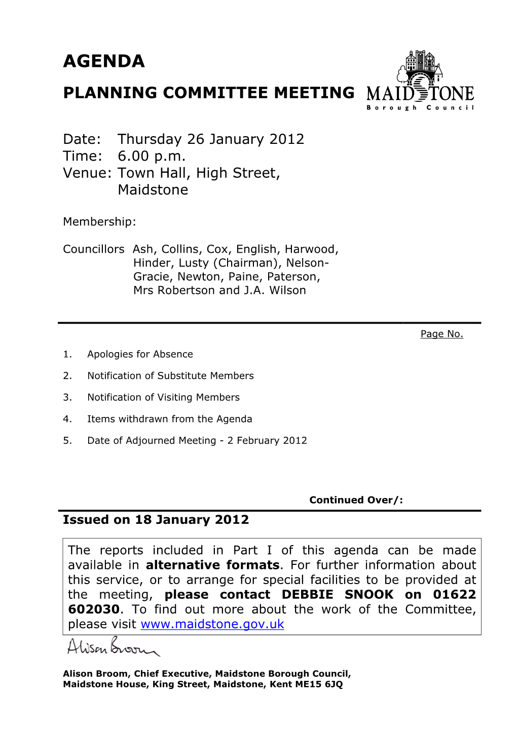 Agenda Reports Pack (Public) 26/01/2012, 18.00
