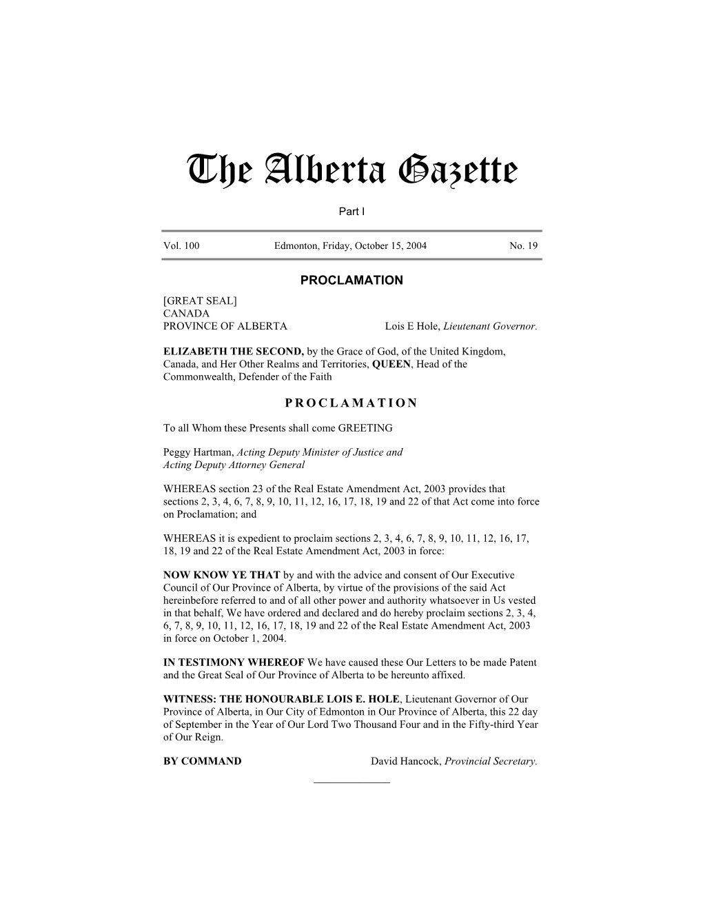 The Alberta Gazette