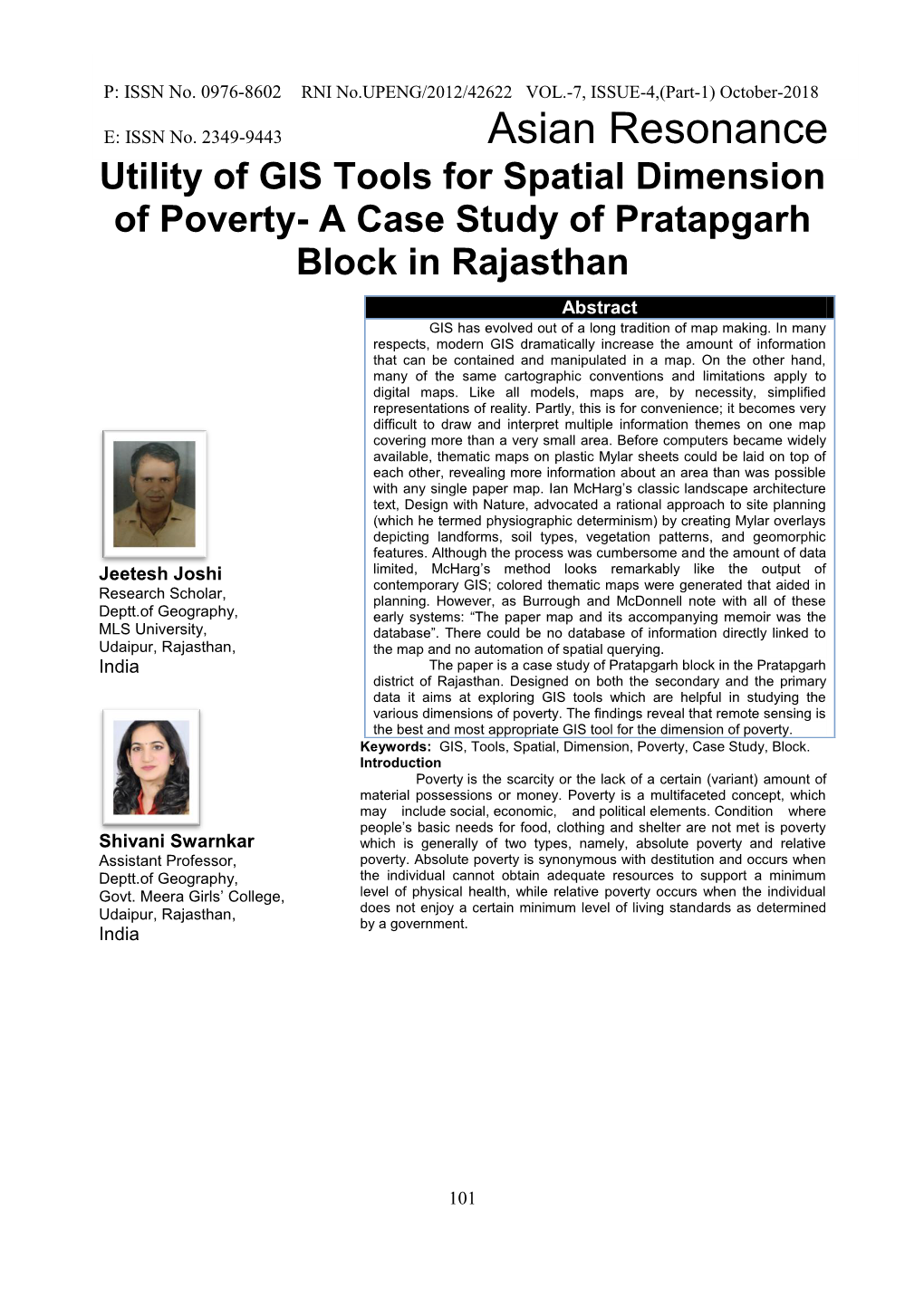 A Case Study of Pratapgarh Block in Rajasthan Abstract GIS Has Evolved out of a Long Tradition of Map Making