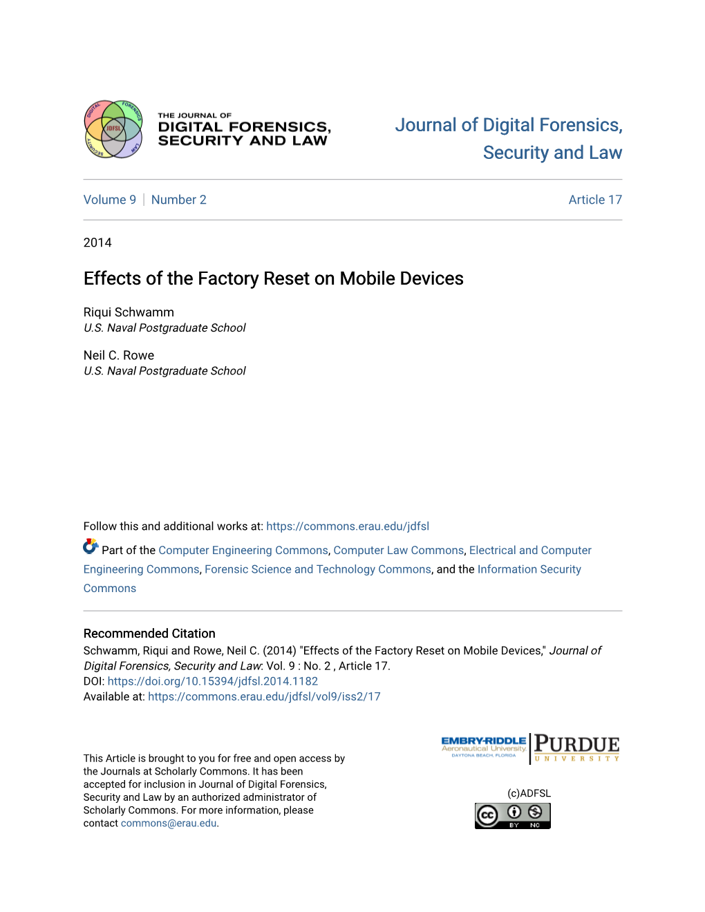 Effects of the Factory Reset on Mobile Devices