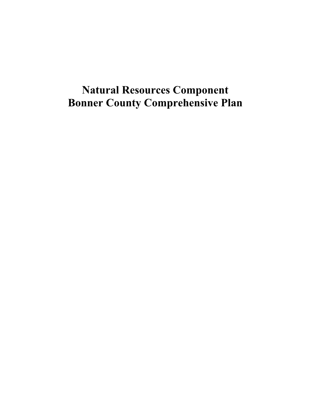 Natural Resources Component: Bonner County Comprehensive Plan
