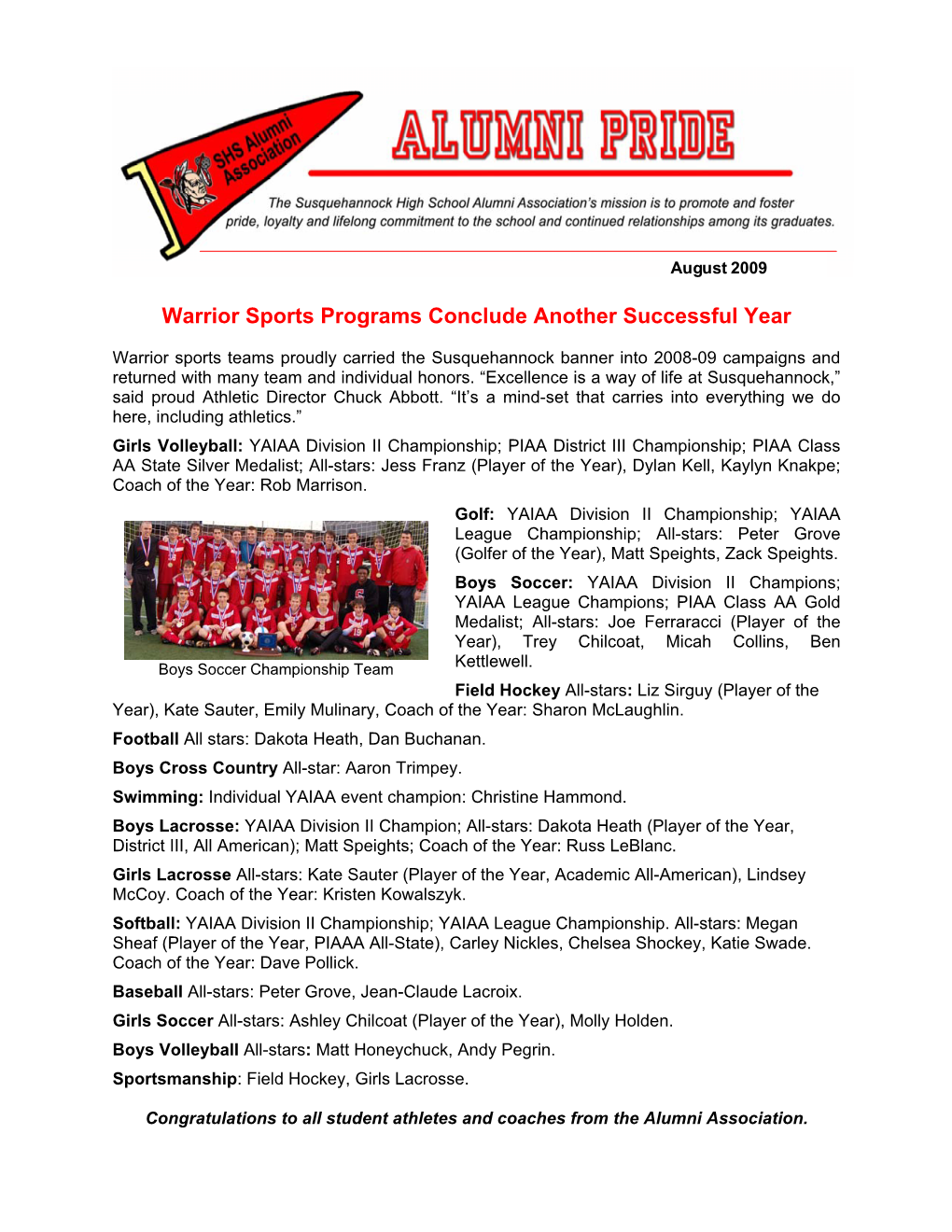 Warrior Sports Programs Conclude Another Successful Year