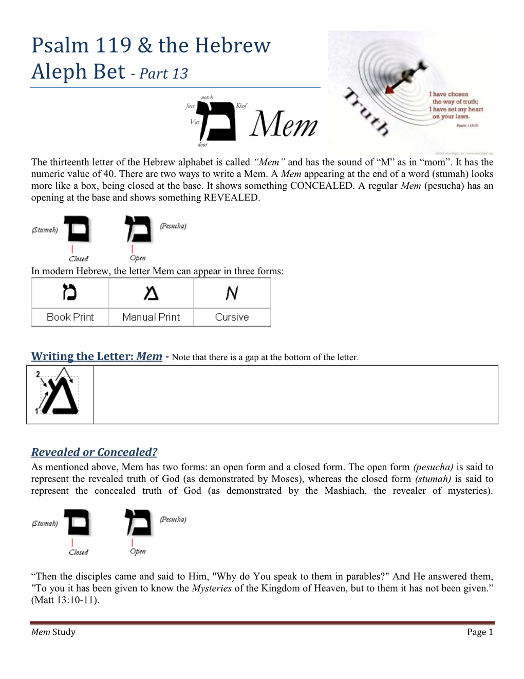 Psalm 119 & the Hebrew Aleph