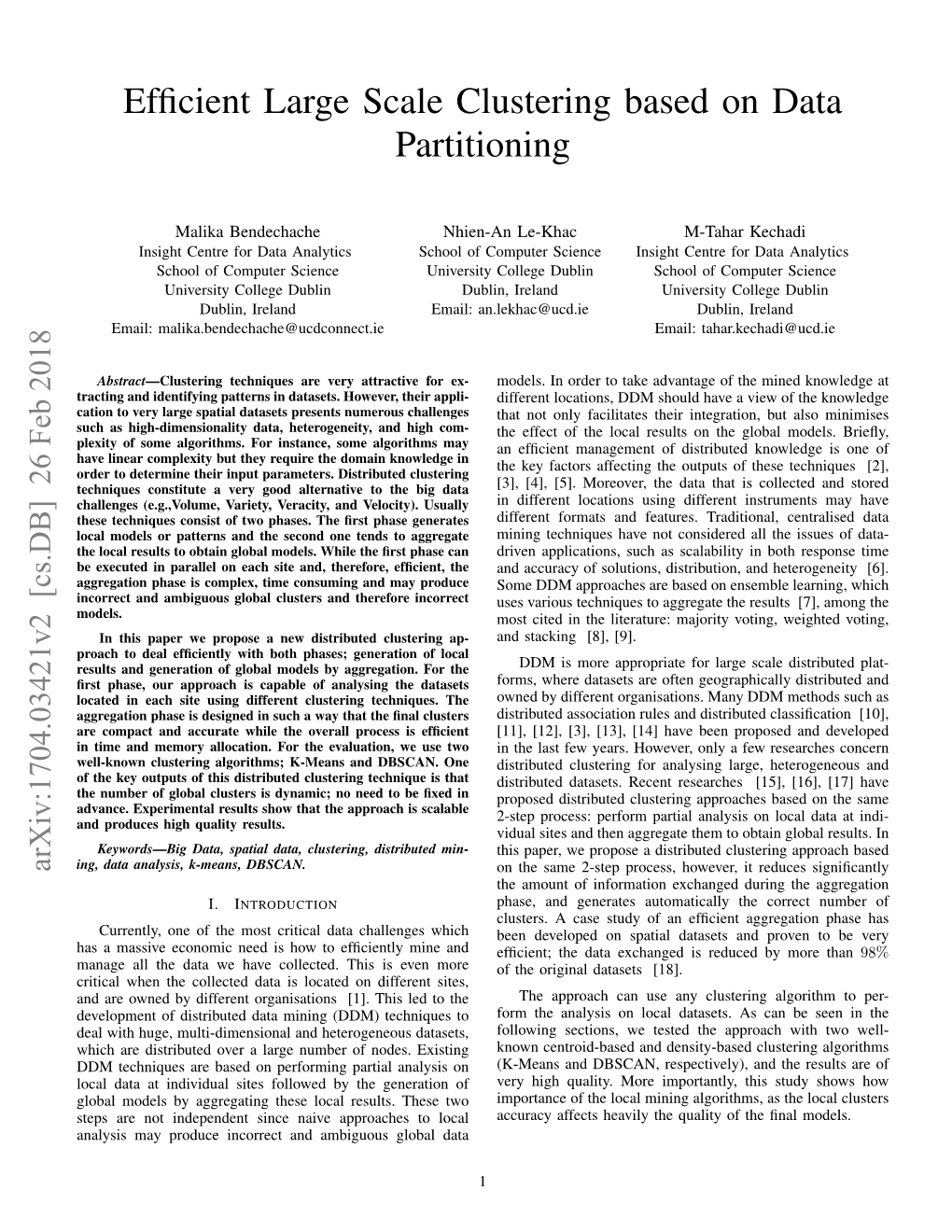 Efficient Large Scale Clustering Based on Data Partitioning