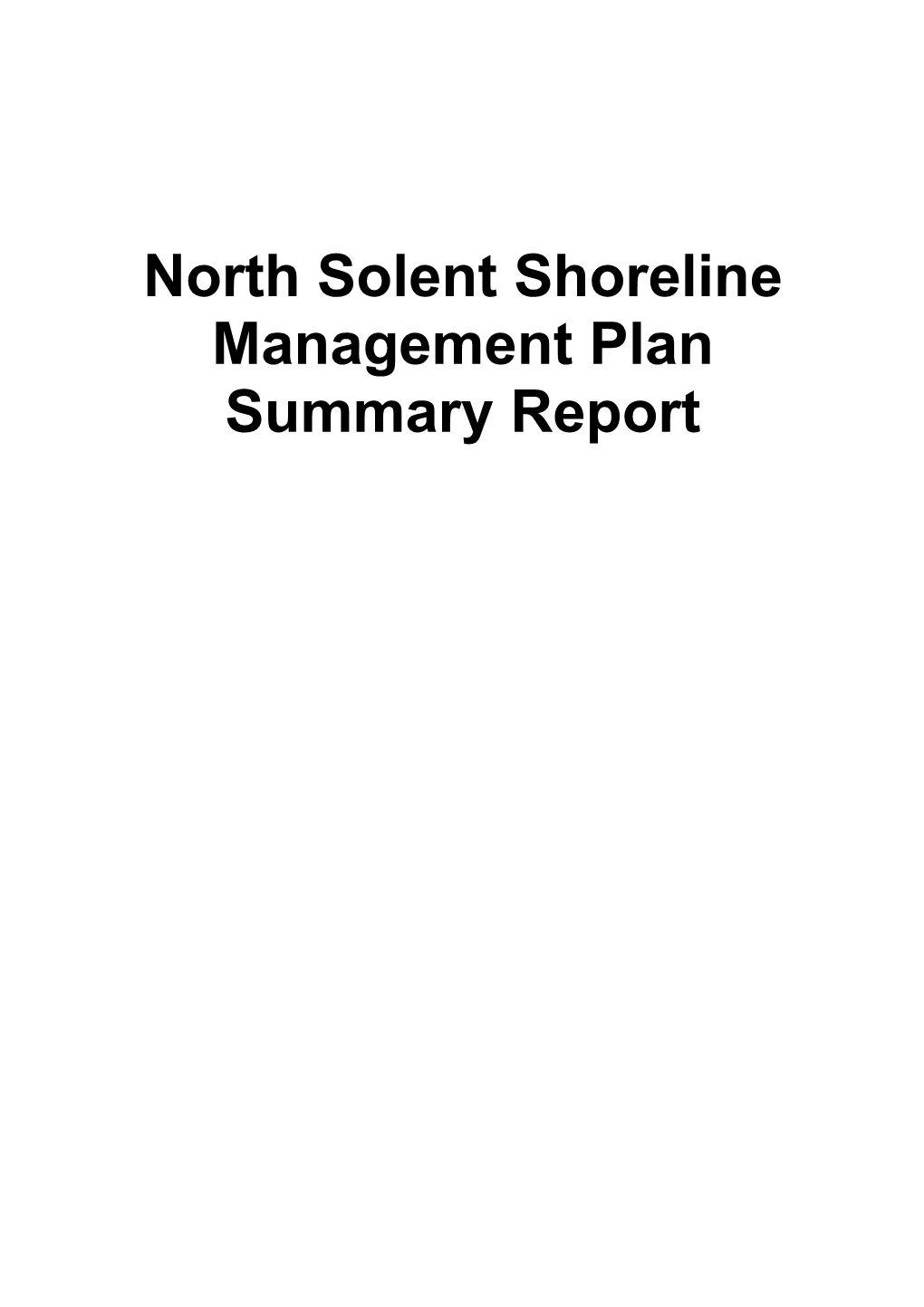 North Solent Shoreline Management Plan Summary Report