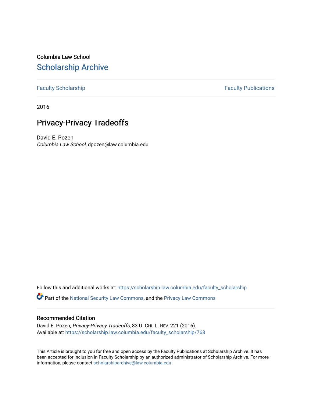Privacy-Privacy Tradeoffs