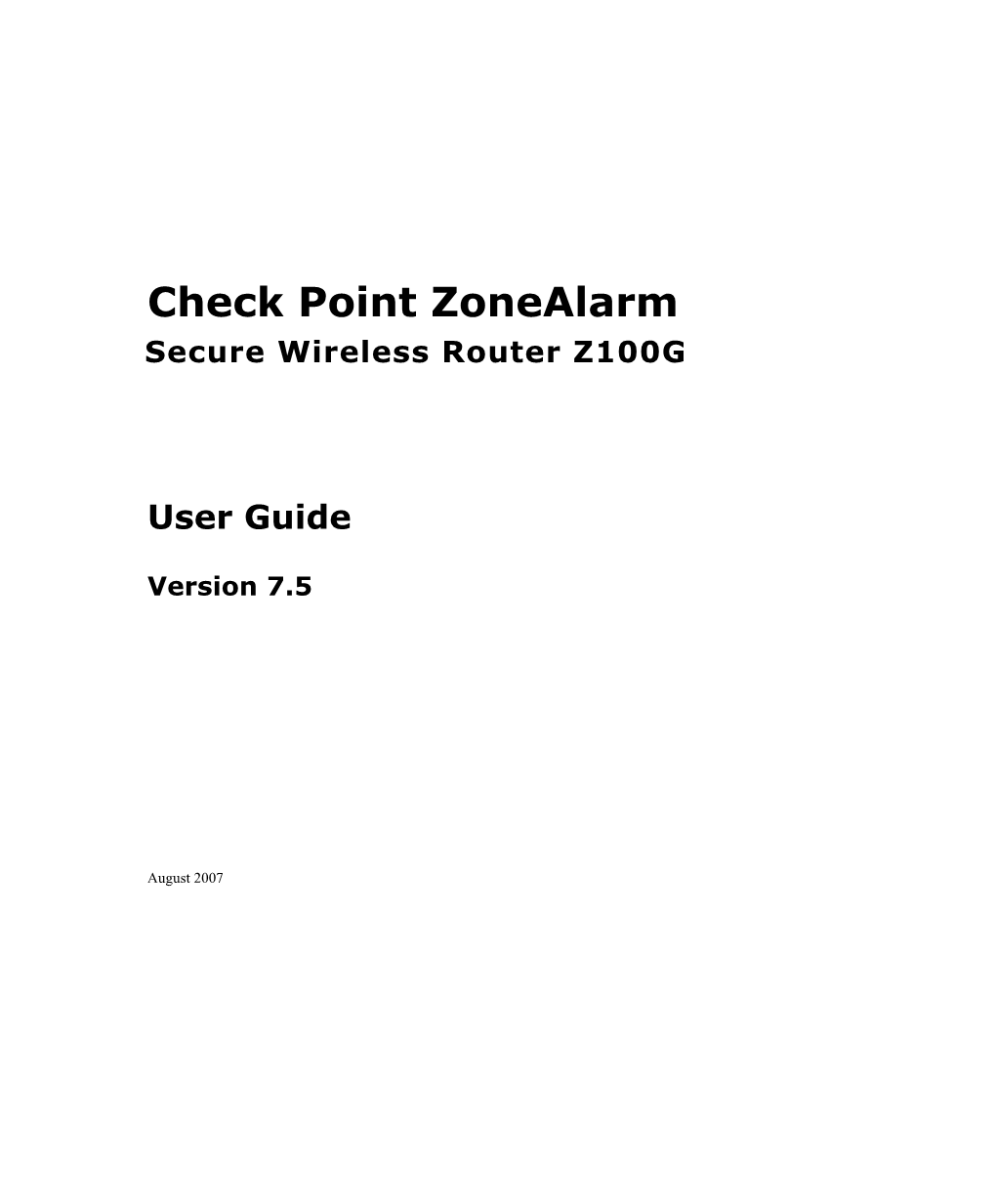 Zonealarm Z100G Manual