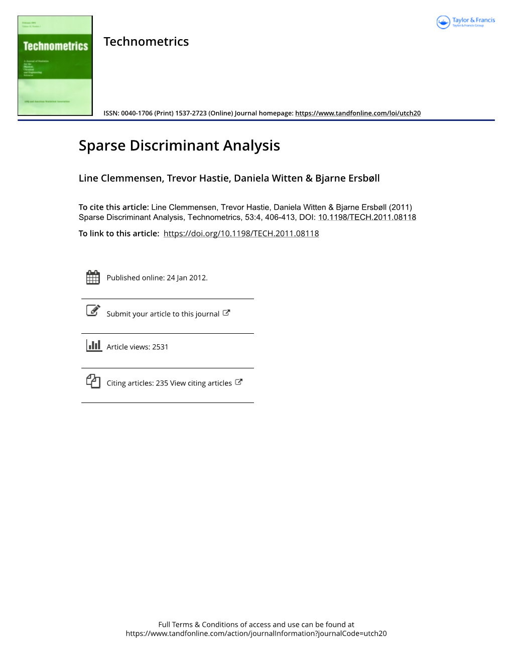 Sparse Discriminant Analysis