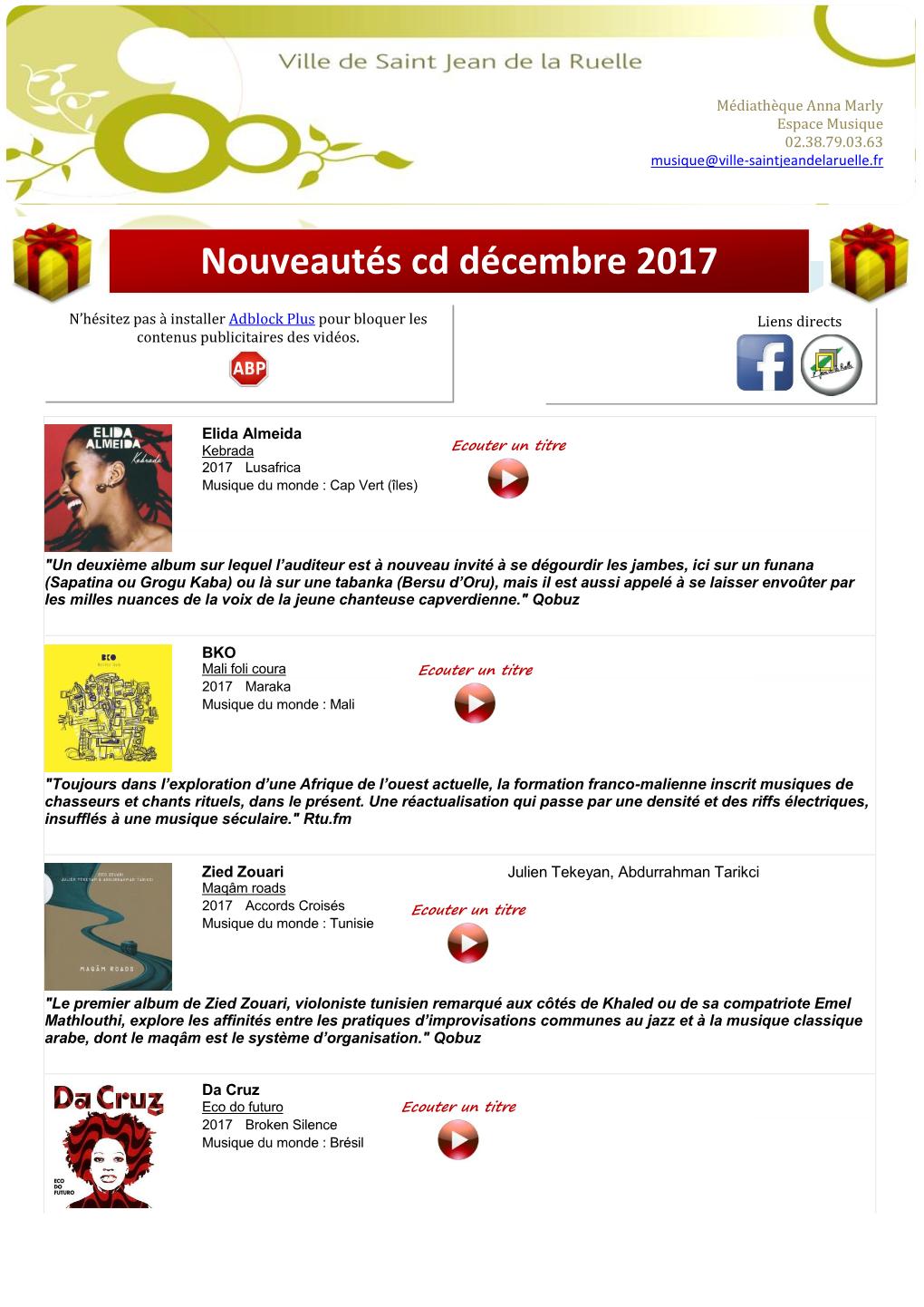 Liste Des Nouveautés Cd