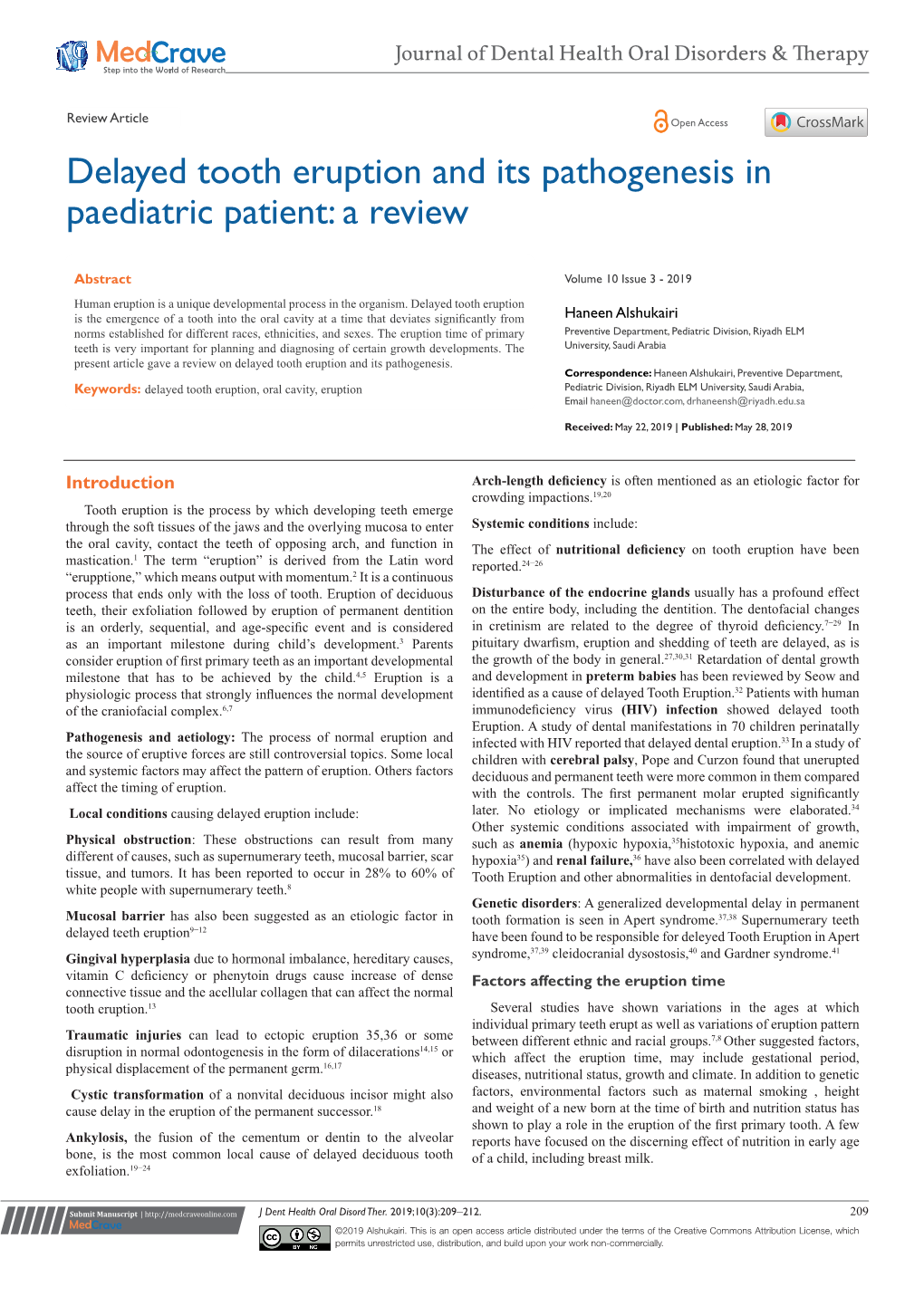 Delayed Tooth Eruption and Its Pathogenesis in Paediatric Patient: a Review