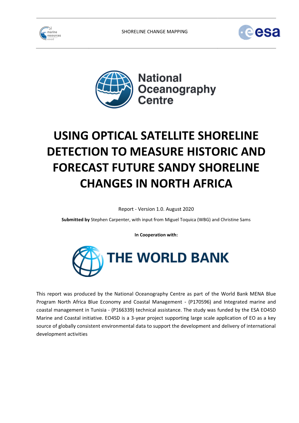 Using Optical Satellite Shoreline Detection to Measure Historic and Forecast Future Sandy Shoreline Changes in North Africa