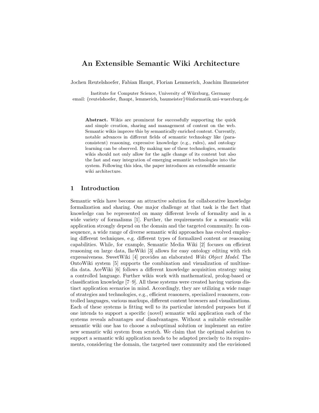 An Extensible Semantic Wiki Architecture