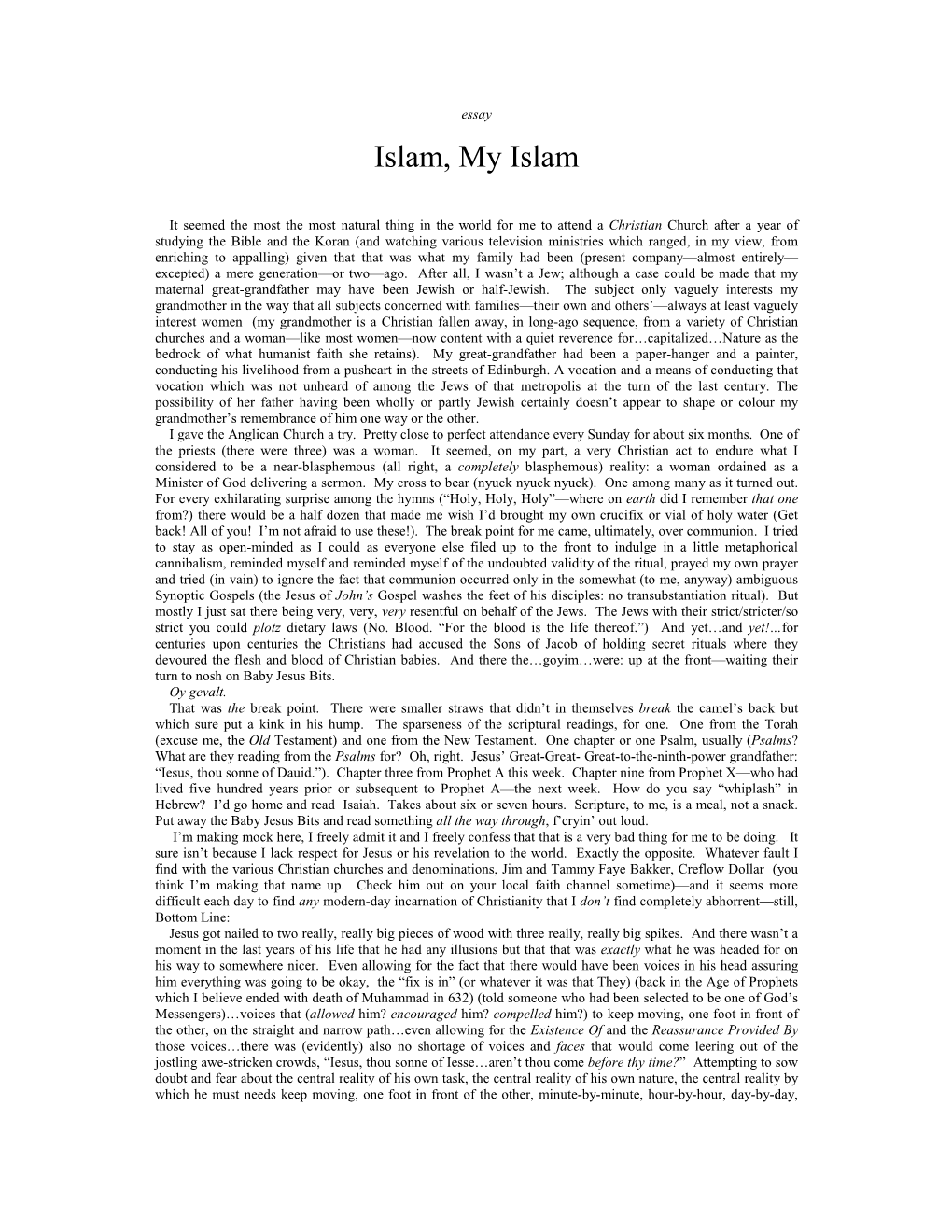 Islam, My Islam